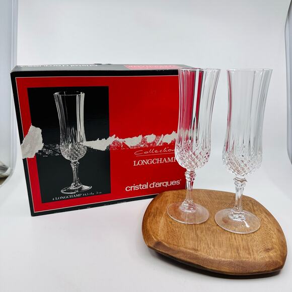 Cristal D'arques Longchamps Collection Stemware Champagne Flute Glass Set of 2 - Picture 5 of 5